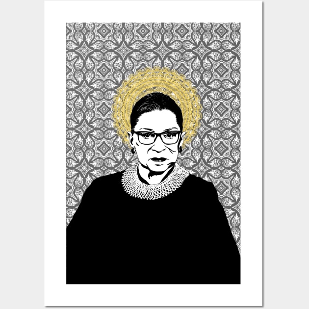 Ruth Bader Ginsburg Feminist Icon white Wall Art by candhdesigns